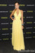 Elegant Yellow V Neck Halter Sheath Long Party Dress Prom Dresses,WGP1728