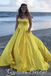 Yellow Strapless A-line Sweetheart Evening Gown Maxi Long Evening Party Prom Dresses ,WGP1069