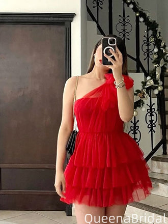 Sexy One-shoulder A-line Short Mini Homecoming Dress,QB1128