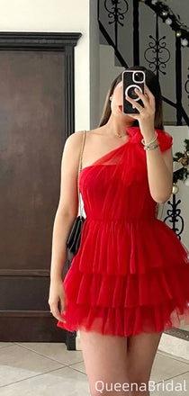 Sexy One-shoulder A-line Short Mini Homecoming Dress,QB1128