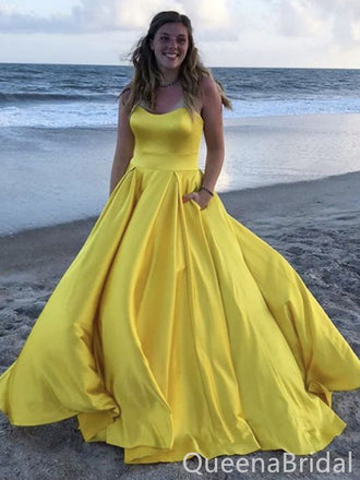 Yellow Strapless A-line Sweetheart Evening Gown Maxi Long Evening Party Prom Dresses ,WGP1069