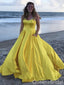 Yellow Strapless A-line Sweetheart Evening Gown Maxi Long Evening Party Prom Dresses ,WGP1069