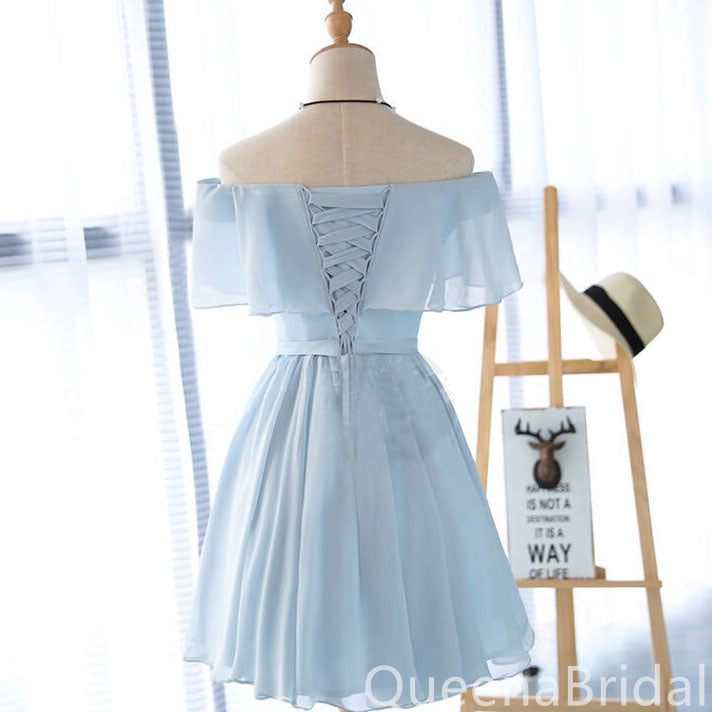 Simple Baby Blue Strapless A-line Graduation Party Homecoming Dresses ,QB0703