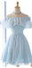 Simple Baby Blue Strapless A-line Graduation Party Homecoming Dresses ,QB0703