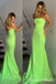 Shiny Green Strapless Mermaid Long Prom Dresses with Trailing,WGP1656