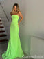 Shiny Green Strapless Mermaid Long Prom Dresses with Trailing,WGP1656