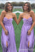 Gorgeous Strapless Lilac Sweetheart A-line Side Slit Long Prom Dresses ,WGP1658