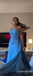 Gorgeous Blue Scarf Sheath Strapless Long Prom Dresses ,WGP1659