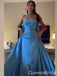 Gorgeous Blue Scarf Sheath Strapless Long Prom Dresses ,WGP1659