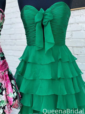 Casual Strapless A-line Short Mini Homecoming Dress,QB1135