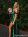 Sexy Green Off the Shoulder Side Slit Mermaid Sweetheart Long Prom Dresses ,WGP1660