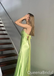 Stylish Lemon Green Spaghetti Straps Sheath Side Slit A-line Long Prom Dresses ,WGP1661