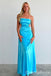 Elegant Blue Strapless A-line Long Prom Dresses ,WGP1662