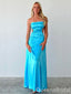 Elegant Blue Strapless A-line Long Prom Dresses ,WGP1662