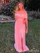 Pink Off the Shoulder Side Slit A-line Party Dress Long Prom Dresses to Impress ,WGP1641