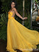 Yellow Strapless Sweetheart A-line Long Prom Dresses to Impress ,WGP1350