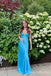 Blue Spaghetti Straps V Neck Embroidery Sheath Party Dress Long Prom Dresses to Impress ,WGP1642