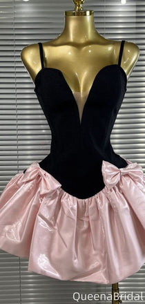 Elegant Spaghetii Strap A-line Short Mini Homecoming Dress,QB1136