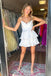 Elegant White Spaghetti Straps Ruffles V Neck Simple Cheap Short Homecoming Dresses, QB0492