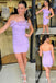 Light Purple Mermaid Strapless Graduation Party Short Homecoming Dresses , QB0812