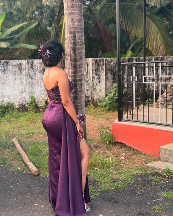 PopularPurple Sweatheart Mermaid One-shoulder Bridesmaid Dresses for Wedding Party, BDS0243