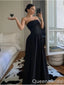 Elegant Black Strapless A-line Long Prom Dress Online ,WGP1673