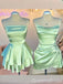 Elegant Green Spaghetti Straps A-line Graduation Party Short Homecoming Dress Formal Evening Party Dress , QB0848