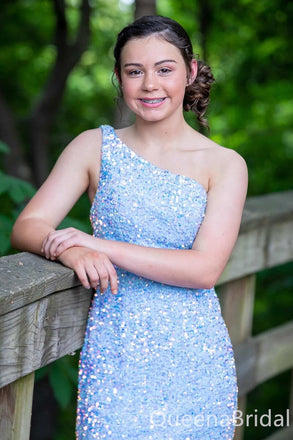 Sexy Sparkle Open Back One Shoulder Mermaid Graduation Party Homecoming Dresses Tight ,QB0687