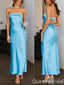 Stylish Blue Strapless Sheath Long Prom Dress Online ,WGP1679