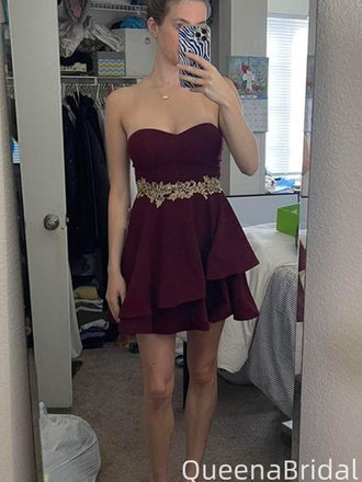 Sexy Strapless A-line Short Mini Homecoming Dress,QB1138