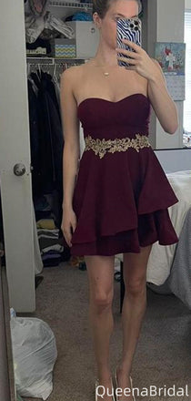 Sexy Strapless A-line Short Mini Homecoming Dress,QB1138