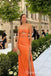 Stylish Orange Side Slit Strapless Sheath Long Prom Dress Online ,WGP1680