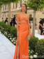 Stylish Orange Side Slit Strapless Sheath Long Prom Dress Online ,WGP1680