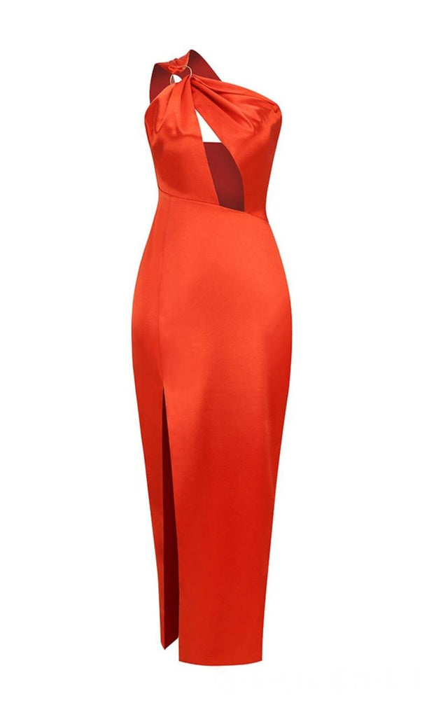 Stylish Orange Side Slit One Shoulder Mermaid Long Prom Dress Online ,WGP1681