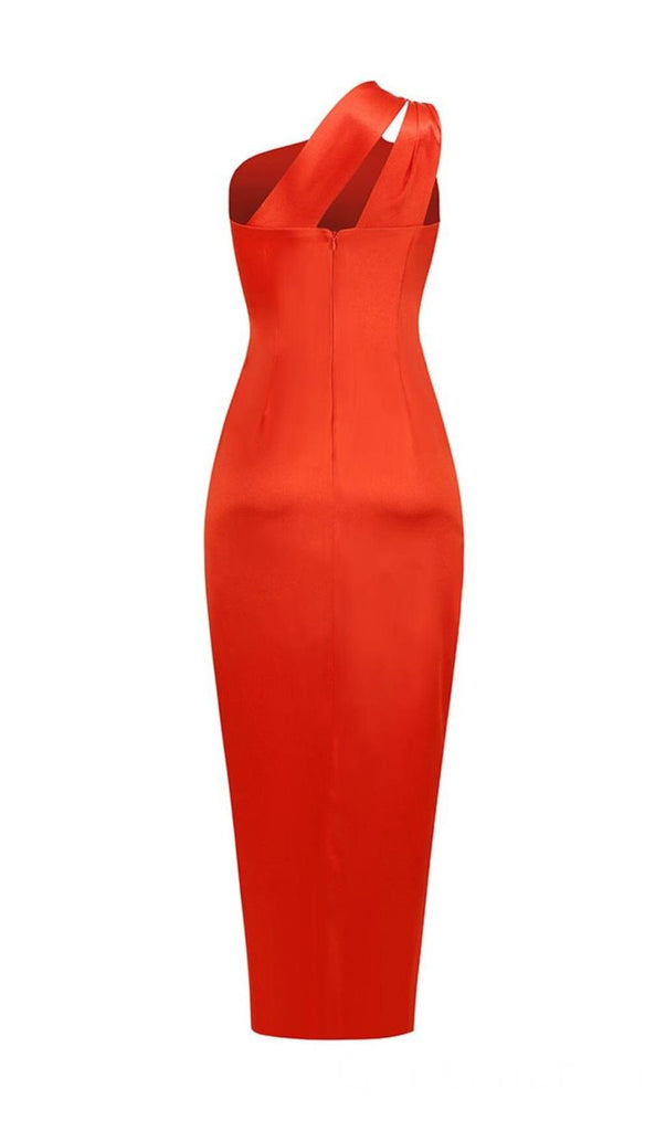 Stylish Orange Side Slit One Shoulder Mermaid Long Prom Dress Online ,WGP1681