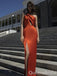 Stylish Orange Side Slit One Shoulder Mermaid Long Prom Dress Online ,WGP1681