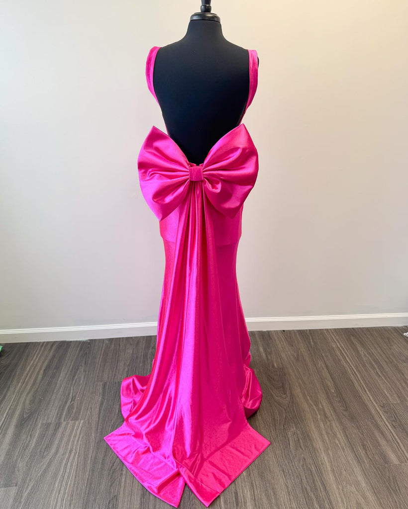 Popular Barbie Pink Bowknot Mermaid Long Prom Dress to Impress,WGP1725 QueenaBridal Popular Barbie Pink Bowknot Mermaid Long Prom Dress to Impress,WGP1725 QueenaBridal