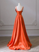 Gorgeous Orange Bow Lace up Back A-line Long Prom Dress Online ,WGP1684