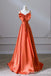 Gorgeous Orange Bow Lace up Back A-line Long Prom Dress Online ,WGP1684