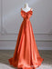 Gorgeous Orange Bow Lace up Back A-line Long Prom Dress Online ,WGP1684