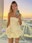 Ivory One Shoulder Mermaid Strapless Graduation Party Short Homecoming Dresses , QB0813