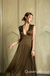 Sexy Stylish Back Design Olive Green Silk A-line Long Prom Dresses ,WGP1664