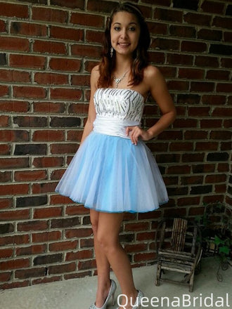 Elegant Strapless A-line Short Mini Homecoming Dress,QB1144
