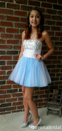 Elegant Strapless A-line Short Mini Homecoming Dress,QB1144