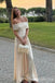 Elegant Ivory Off the Shoulder A-line Long Prom Dress Online ,WGP1687