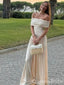 Elegant Ivory Off the Shoulder A-line Long Prom Dress Online ,WGP1687