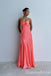 Stylish Watermelon Spaghetti Straps Satin Sheath Long Prom Dress Online ,WGP1688