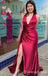 Halter Open Back Mermaid Plunging Side Slit Party Dress Long Prom Dresses to Impress ,WGP1646