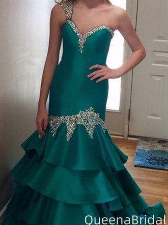Gorgeous Emerald One-shoulder Sheath Long Formal Gown to Impress, WGP2271