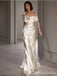 Elegant Ivory Off the Shoulder Satin Sheath Long Prom Dress Online ,WGP1670